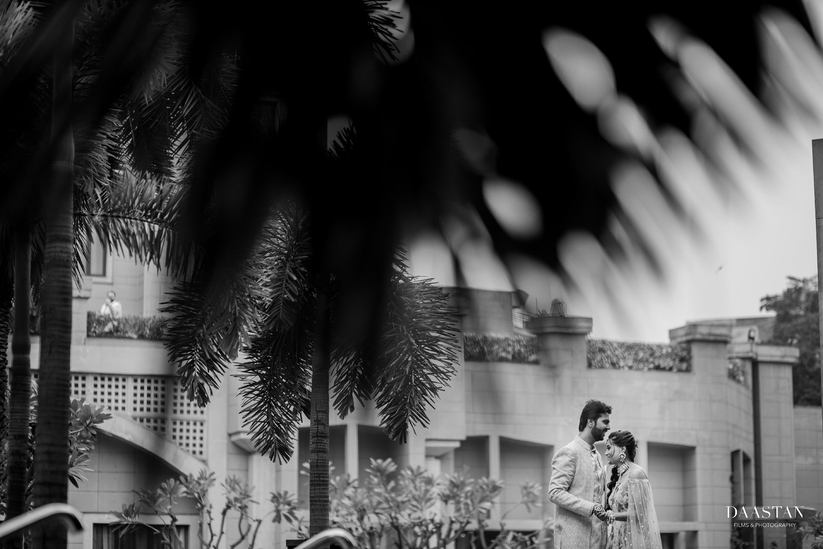 Couple Bw Portrait Outdoor Wedding India