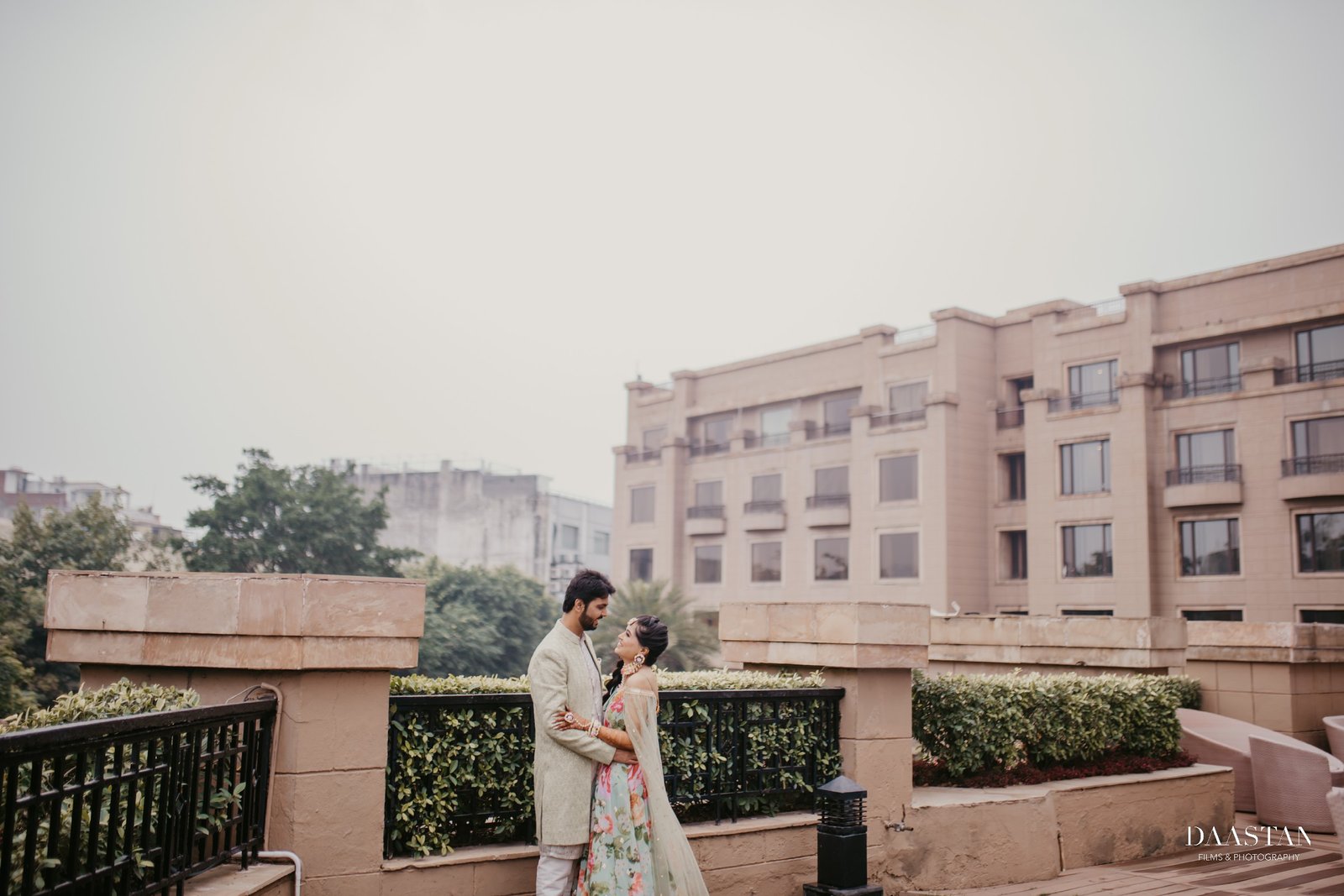 Couple Outdoor Hotel Portrait Wedding