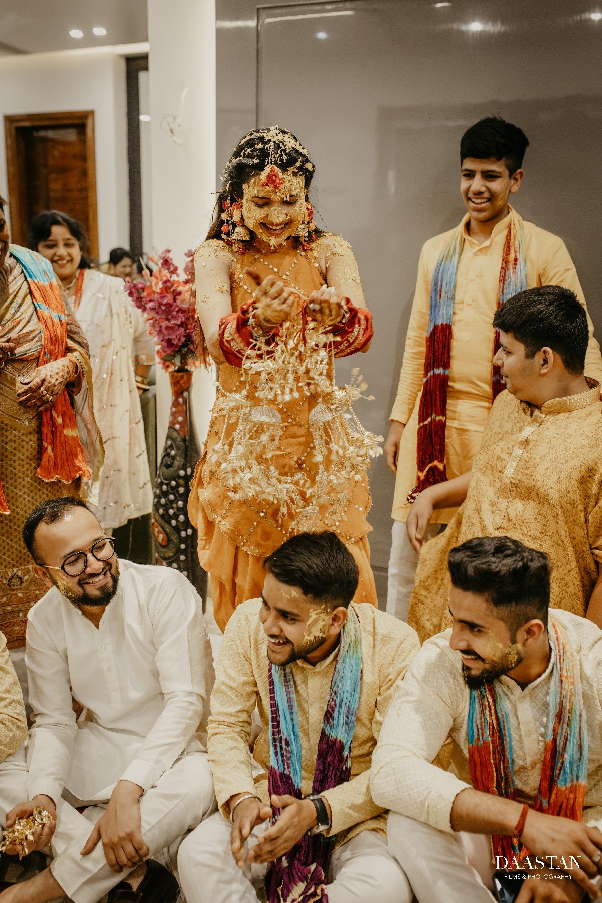 Groom Family Haldi Group Ritual India