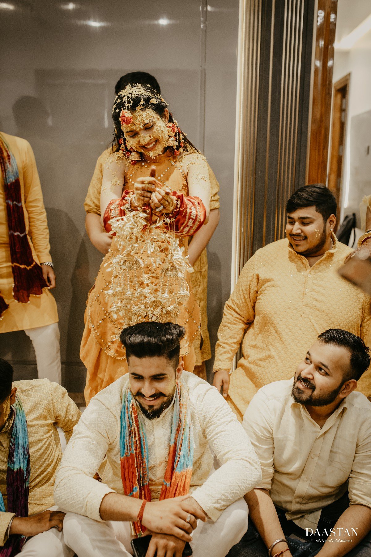Groom Haldi Family Ritual Indoor India