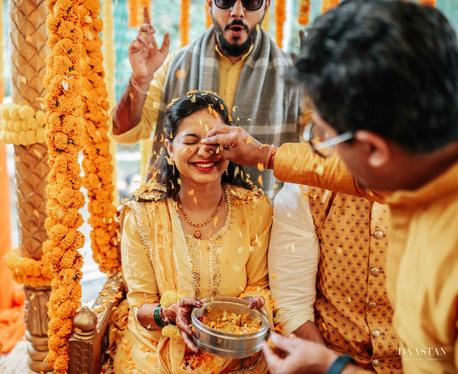 Groom Haldi Family Ritual Outdoor Wedding