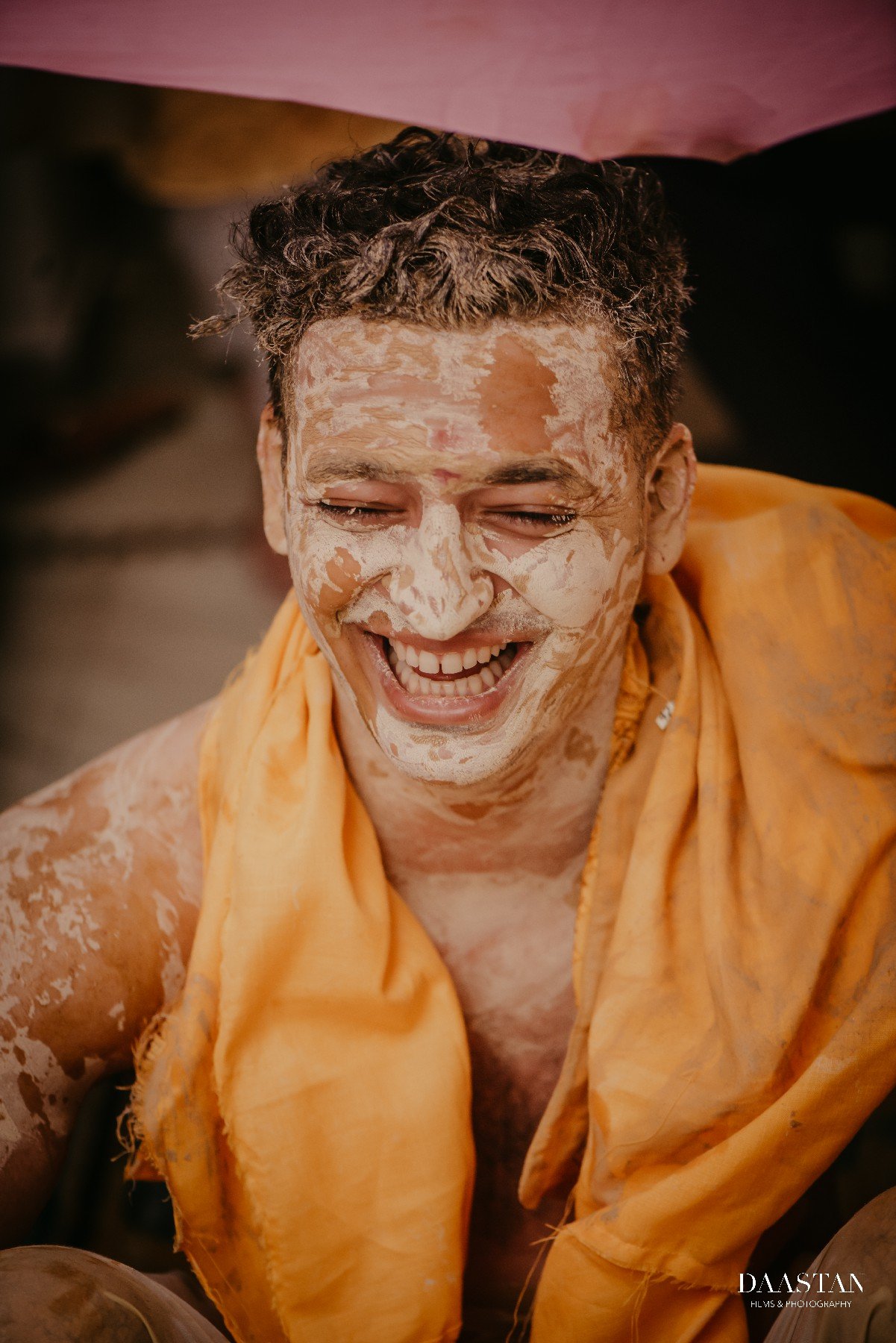 Groom Haldi Smiling Closeup Ritual India