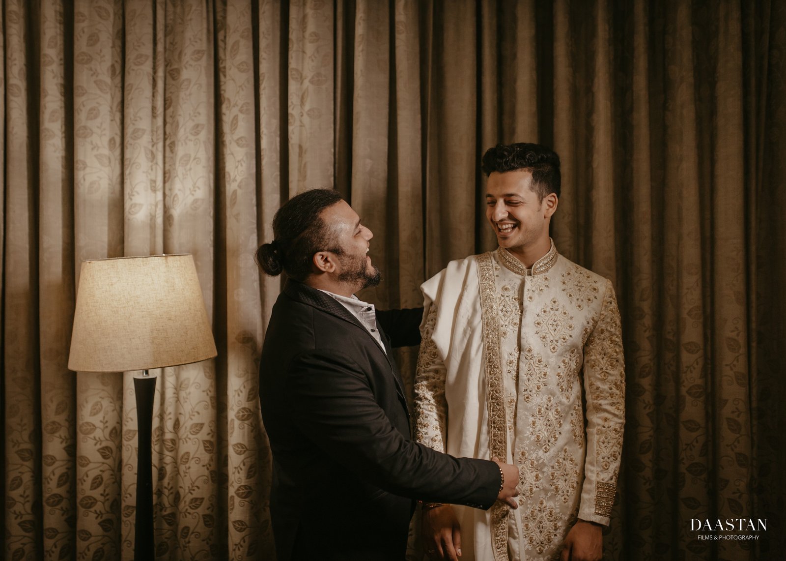 Groom in traditional sherwani getting ready for wedding ceremony, professional Indian wedding coverage