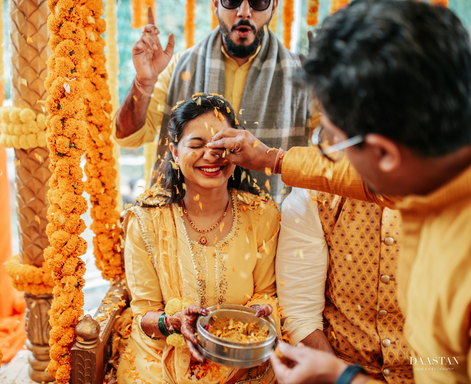 Haldi Bride Family Marigold Ritual India
