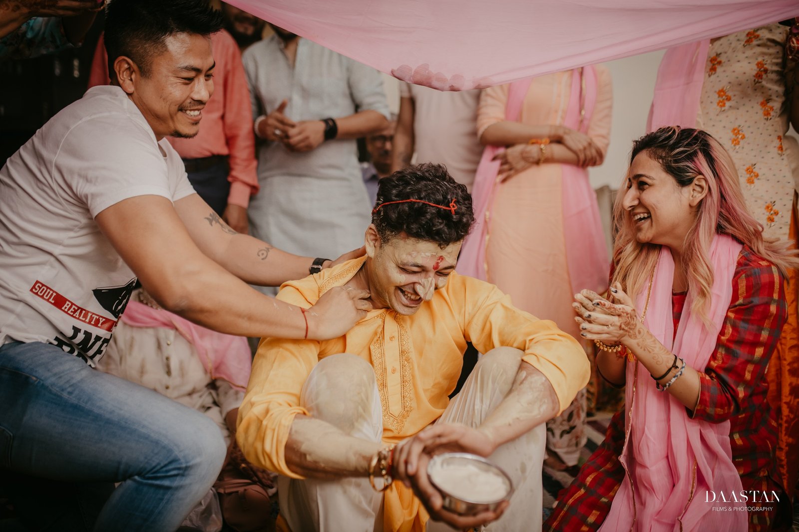 Haldi Family Ritual Fun Pink Decor India