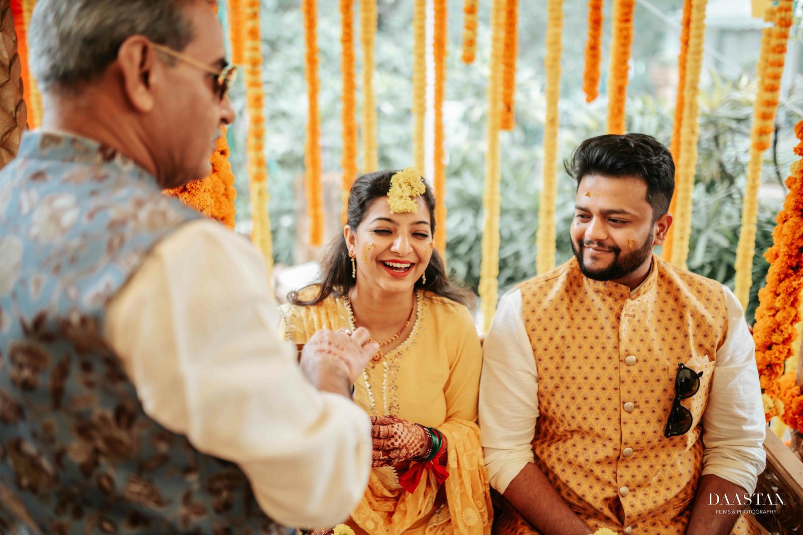 Haldi Family Ritual Marigold Decor India