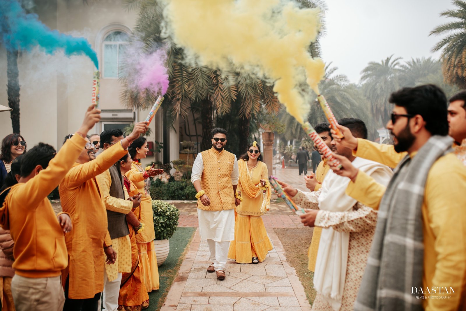 Haldi Smoke Powder Outdoor Ceremony India